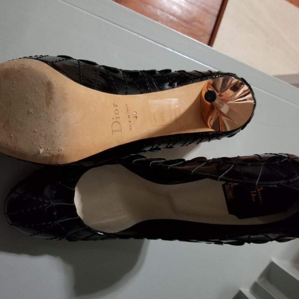 Dior Serpent Picasso Black Leather Hidden Platform Stiletto Heel Pumps size 40. - Picture 3 of 8